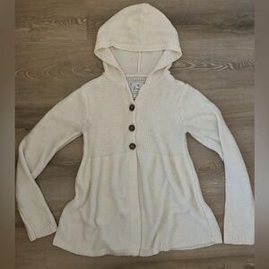 VINTAGE Y2K Energie Cream Hooded Babydoll Cardigan Long Sleeve Sweater